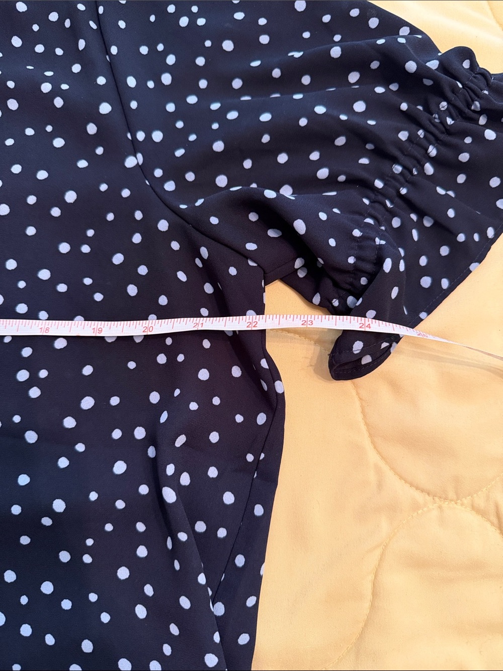 LOFT Navy and White Polka Dot V-Neck Blouse - Picture 5 of 5